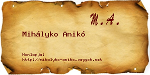 Mihályko Anikó névjegykártya